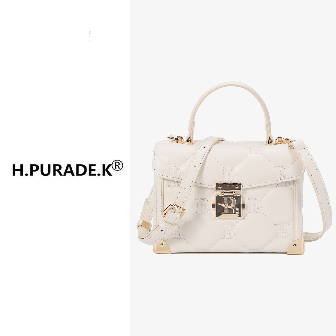 H.PURADE.K女士单肩斜跨秋冬新款时尚百搭潮流小轻奢小方包盒子包