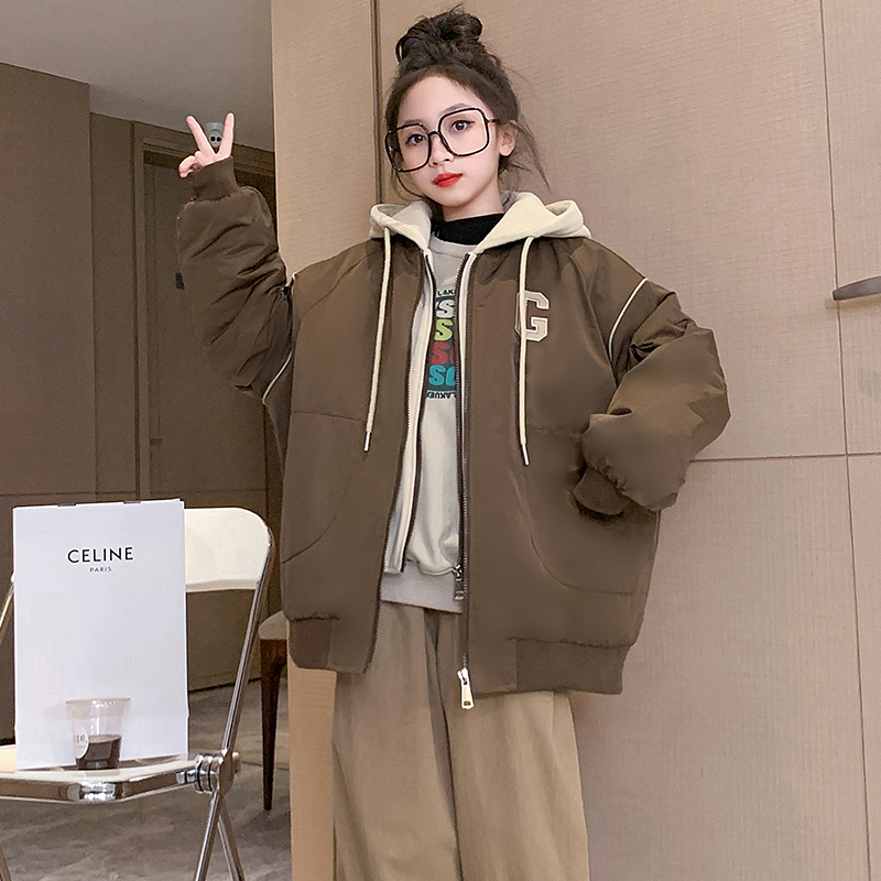 女童棉服外套2023新款6-12岁15岁中大童冬季休闲加厚洋气棉衣棉袄