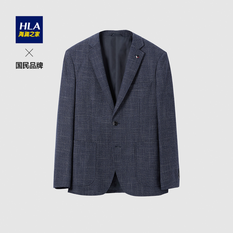 HLA/海澜之家时尚简约花纹休闲西服绅士有型微弹平驳领质感外套男