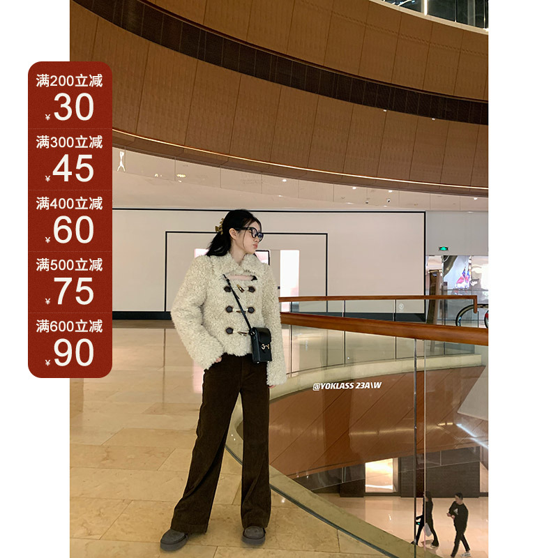 王少女的店【现现】咖色灯芯绒休闲裤冬季时尚显瘦百搭裤 K13209S34