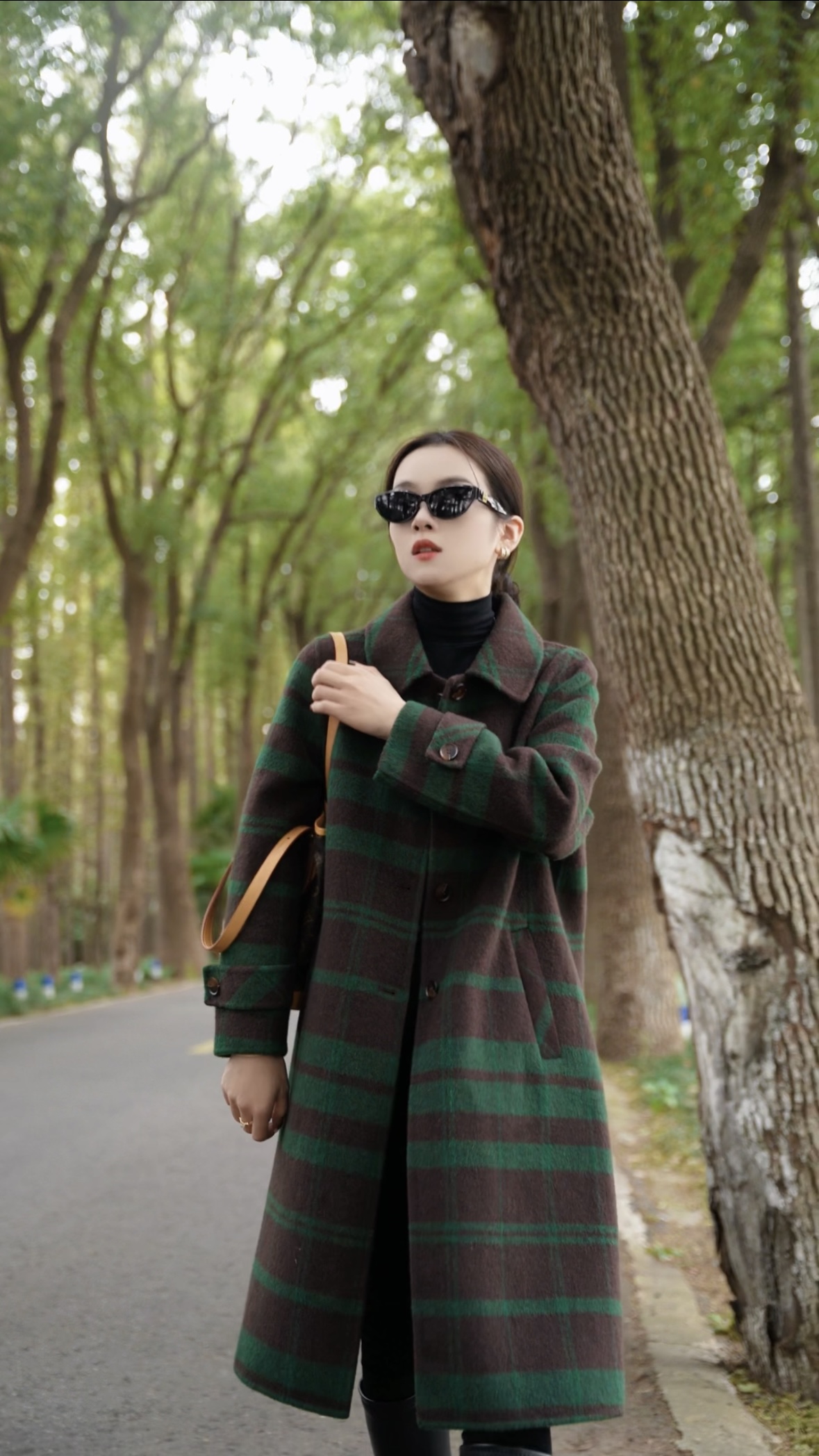 【设计师高定款】格子秋冬气质修身时尚羊毛中长款格纹高贵外套