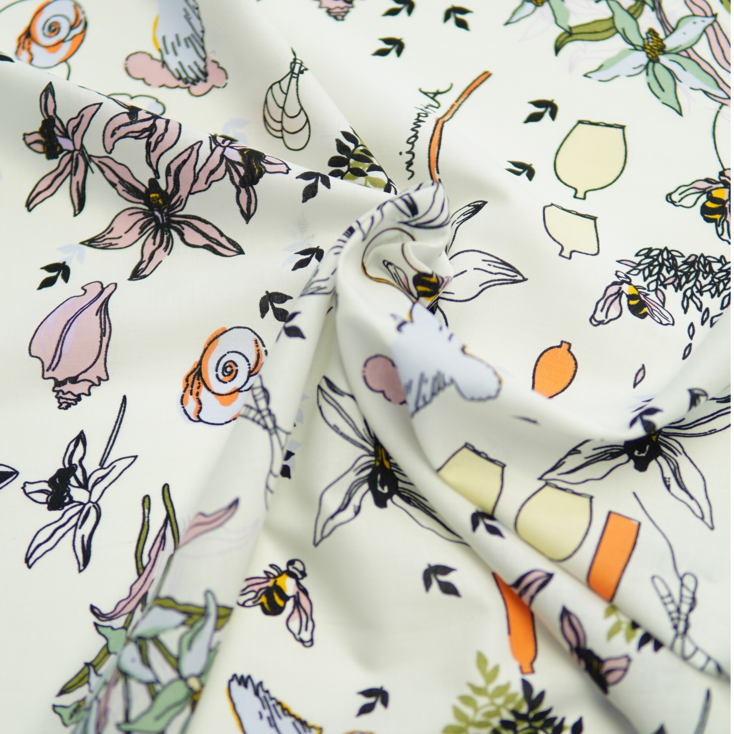 高品100支贡缎棉布白定位花（轻柔）