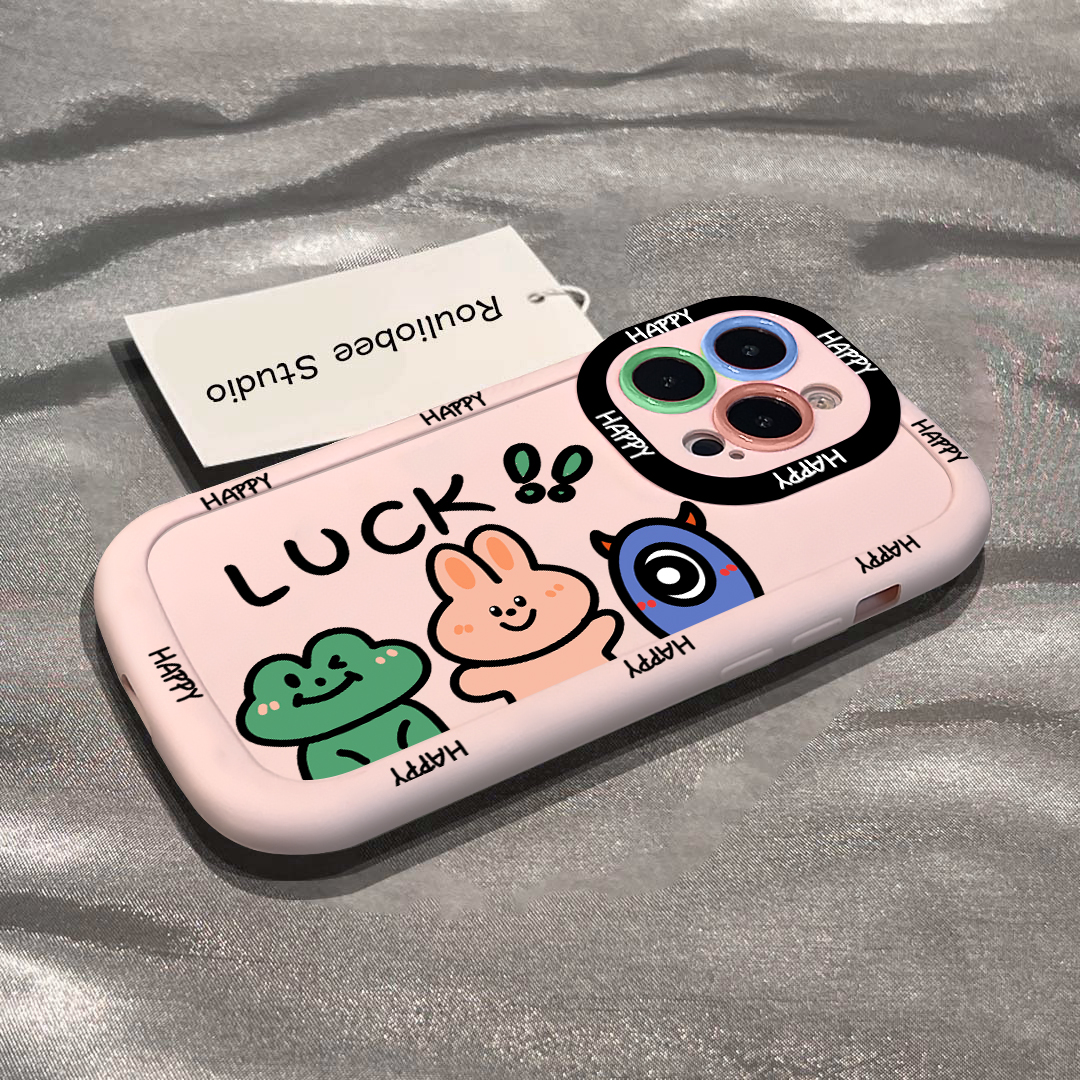 趣味LUCK兔泡芙壳适用苹果15手机壳iphone13/14promax防摔12/11女