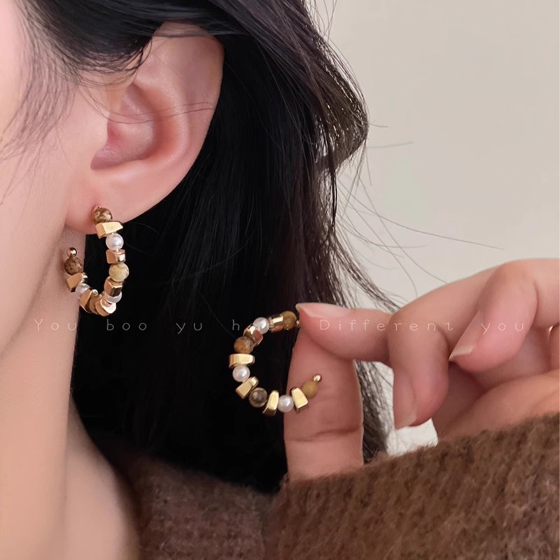 合金耳饰 美拉德耳钉女轻奢高级感复古气质耳环独特设计冬季耳饰