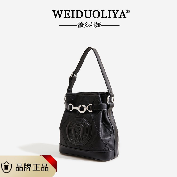 单肩肩包轻奢珍尼堤包包宝世丽包包时尚百搭女士黑色托特包水桶包