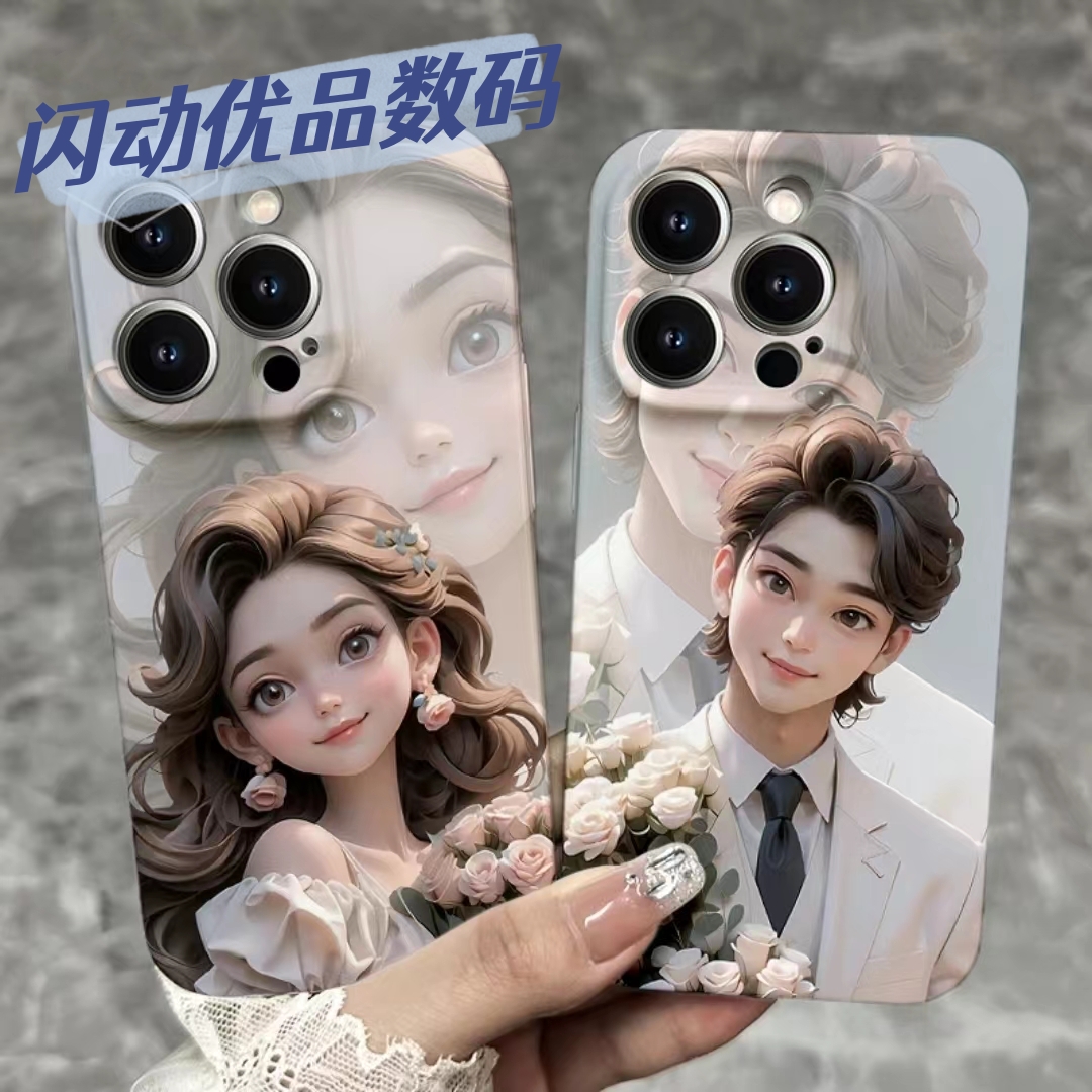 玫瑰花男孩女孩iPhone14promax苹果13菲林手机壳华为全包情侣硬壳