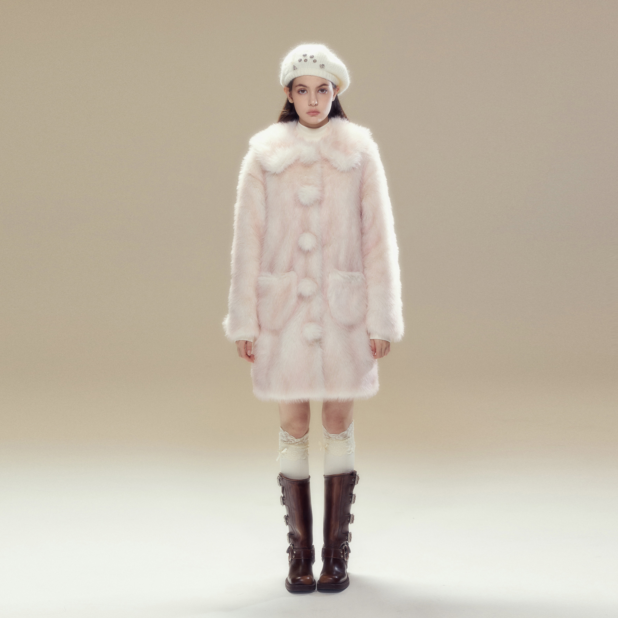 SunsetPark日落公园粉色渐染外套女中长款