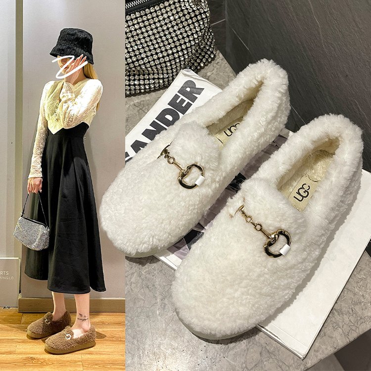 网红松糕厚底棉鞋女冬外穿2023时尚洋气新款百搭加绒保暖豆豆鞋潮