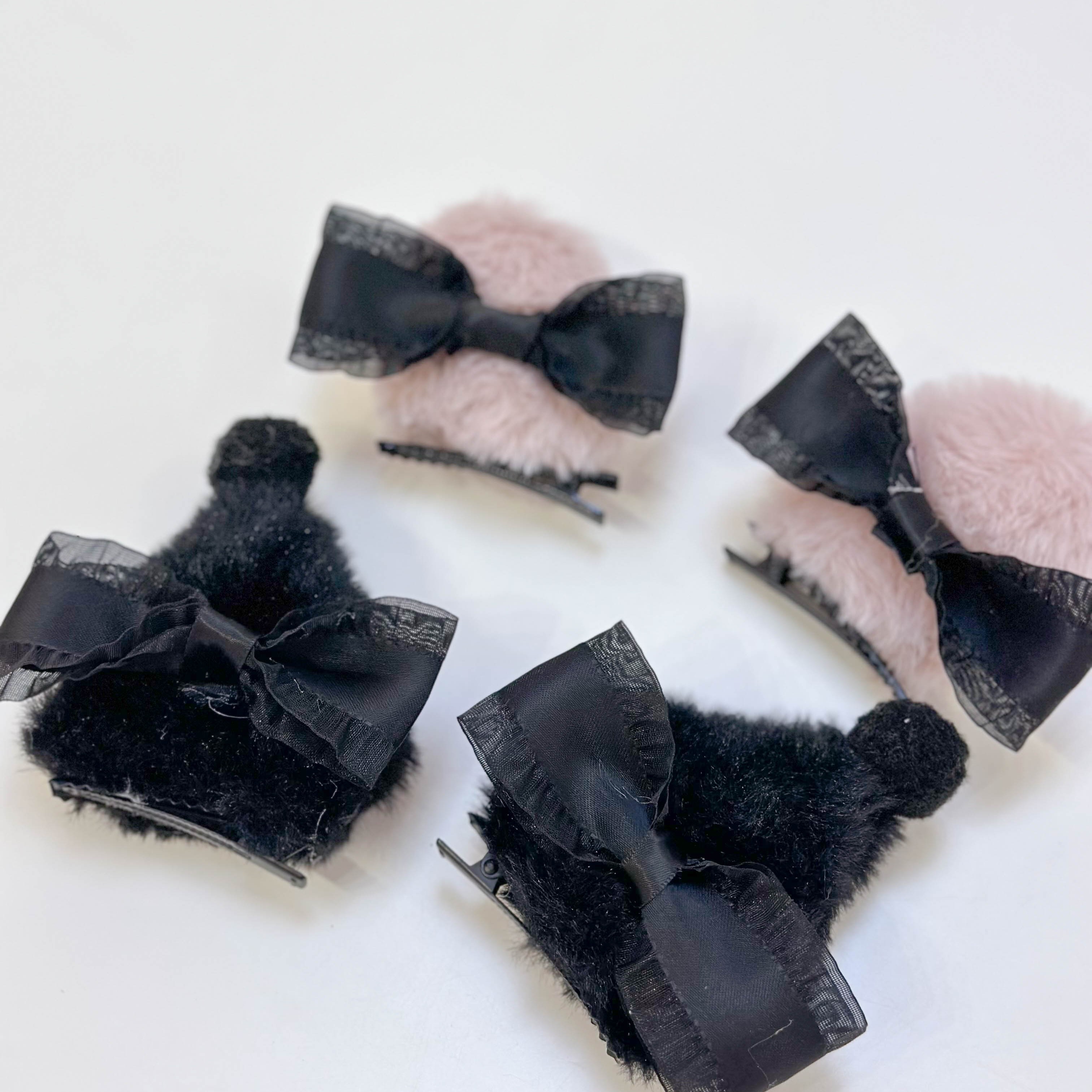 少女心可爱蝴蝶结公主头边夹毛绒立体耳朵侧边夹刘海夹鲨鱼夹发夹