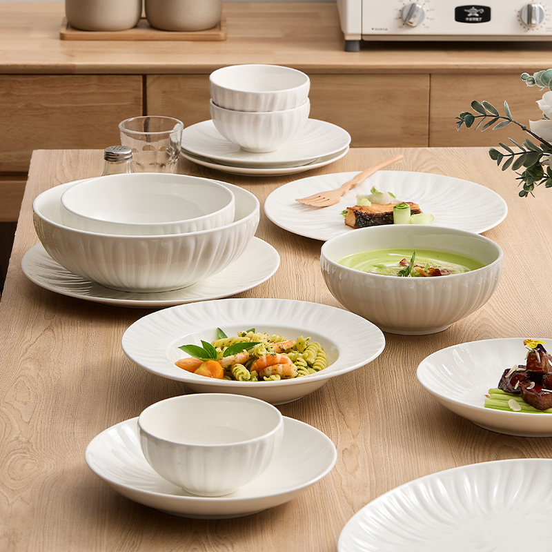 【瓷木饭碗】碗家用陶瓷碗碟碗具餐具北欧盘子饭碗家用高级感白瓷碗