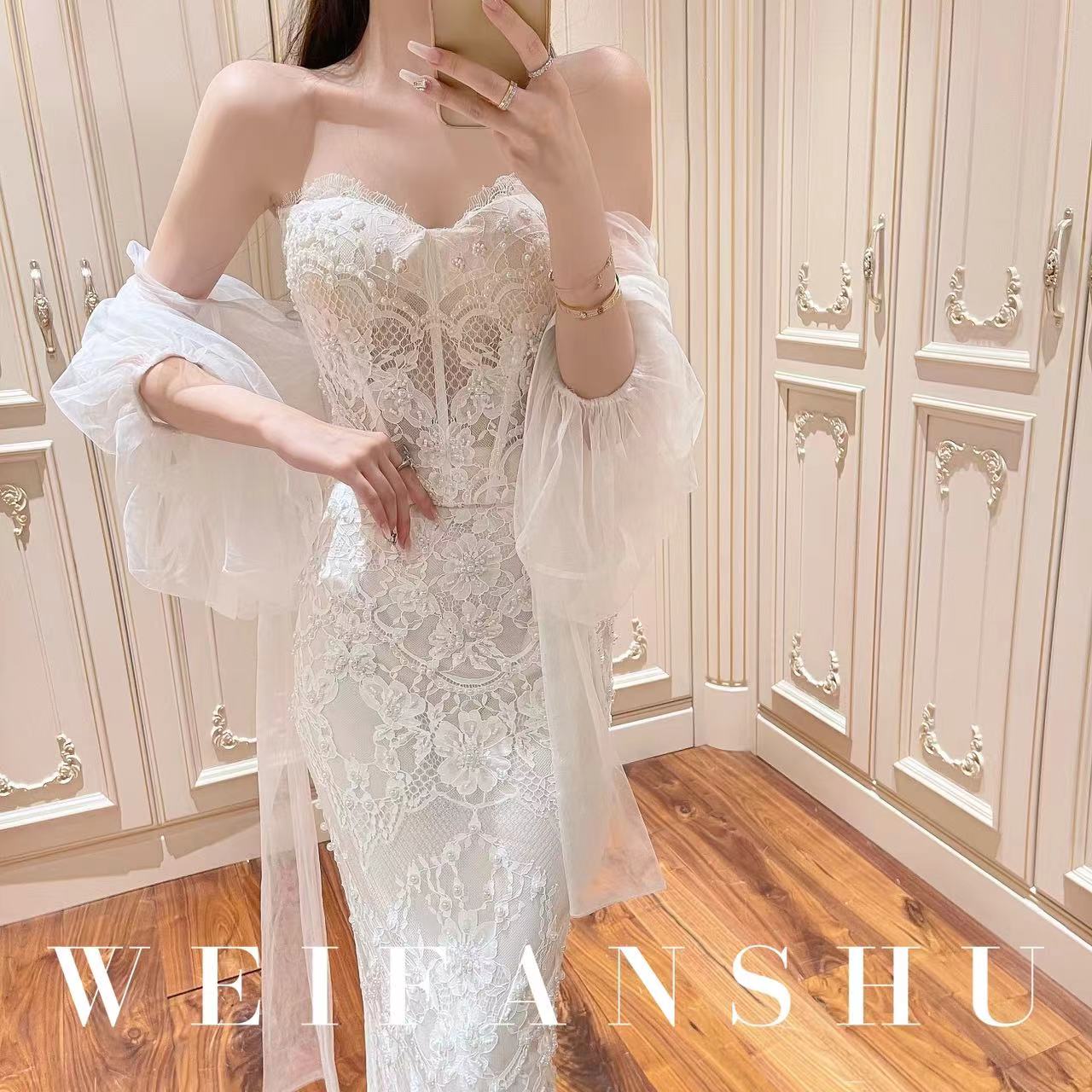 WEIFANSHU/魏凡舒仙女下凡套装夏季蕾丝气质白色性感