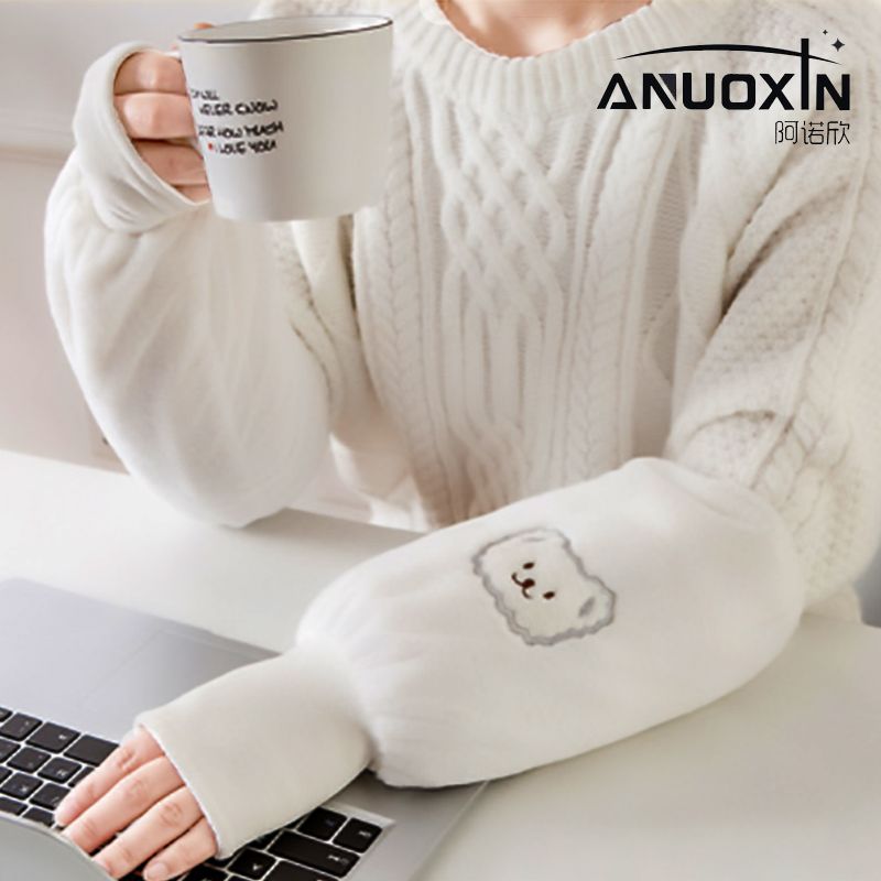 防脏袖套二合一成人清新百搭套袖学生袖筒毛绒长款护袖保暖女宽松