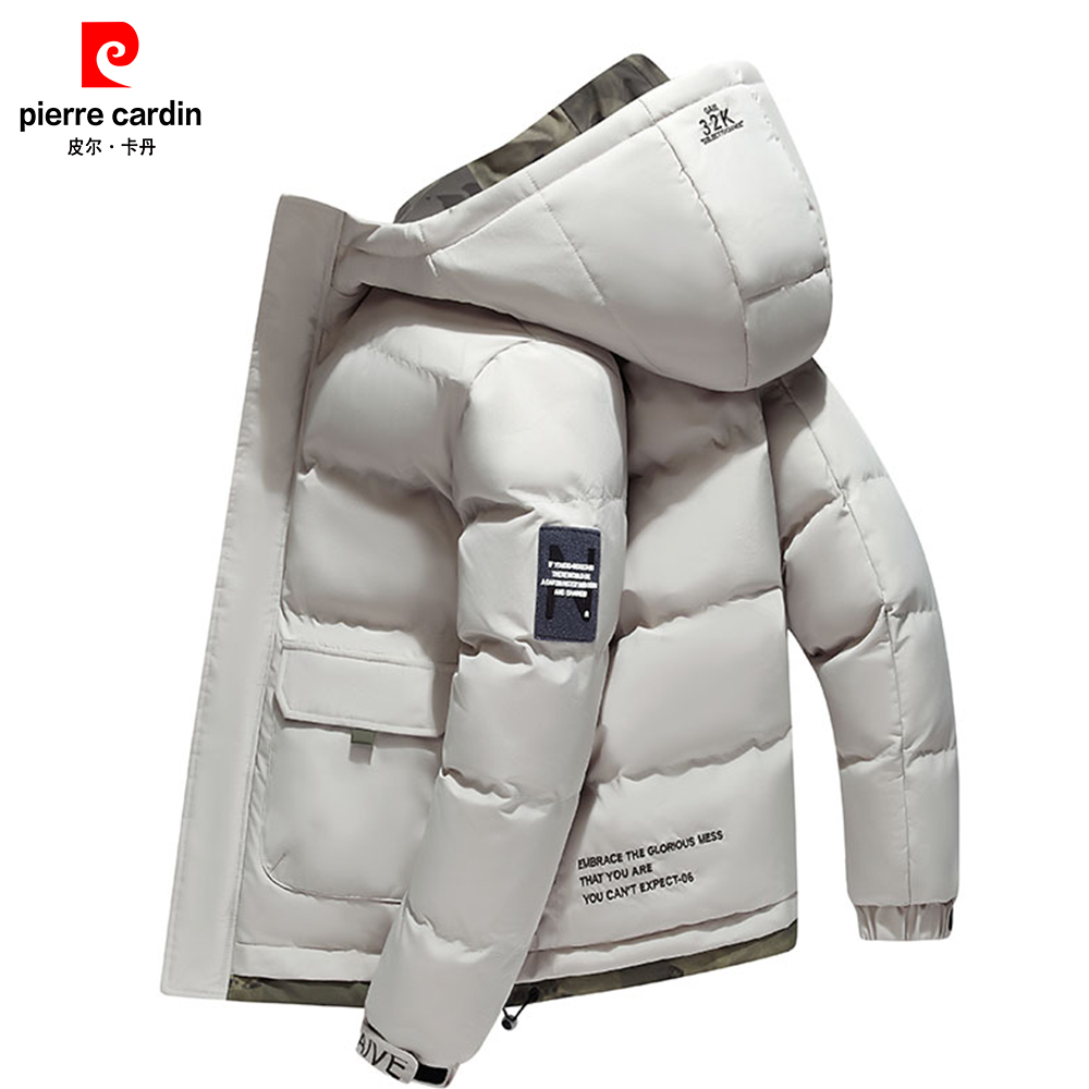 皮尔卡丹棉服男士冬季保暖连帽休闲宽松男生面包服棉衣青年休闲装