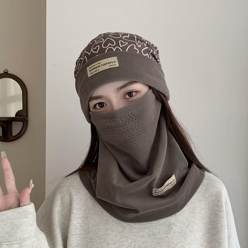 冬季保暖盆帽骑行头套女款户外跑步帽子防寒防风全脸防护防尘面罩