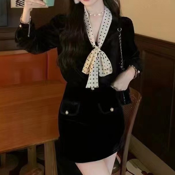 【蛋蛋】秋冬时尚法式显瘦百搭早秋套装YM6453