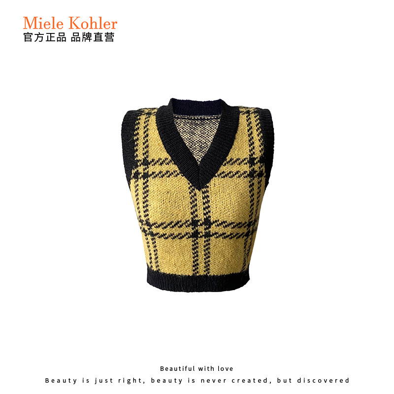 秋季无袖毛针织衫女士时尚上衣MKOSQY5016-1【澳门小源同款】