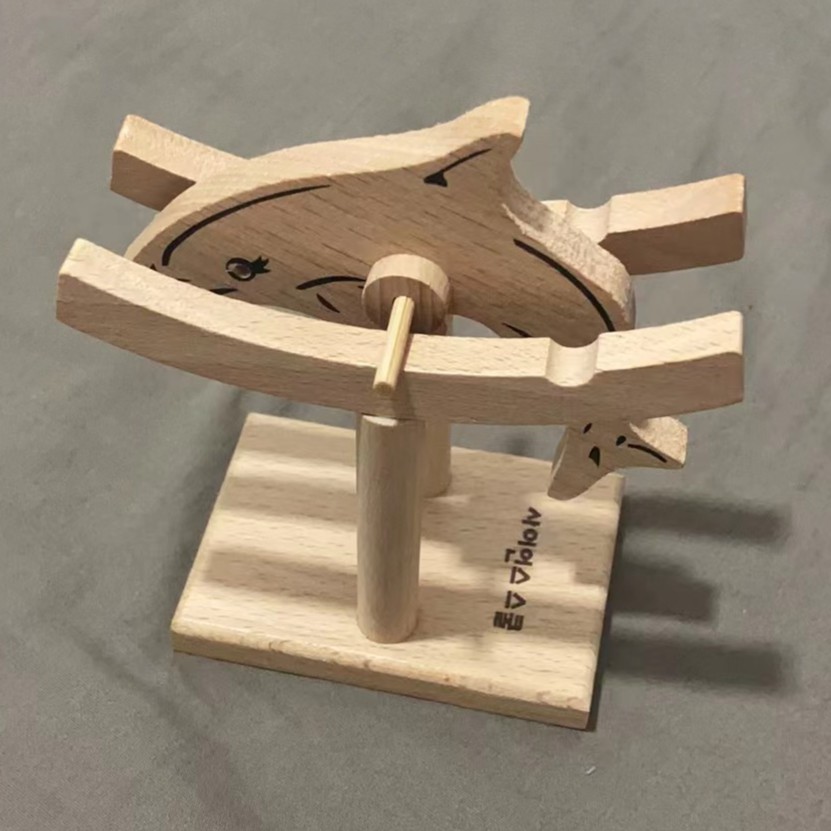 【韩国教育机构定制】实木双杆旋转小海豚手工拼装趣味木制玩具