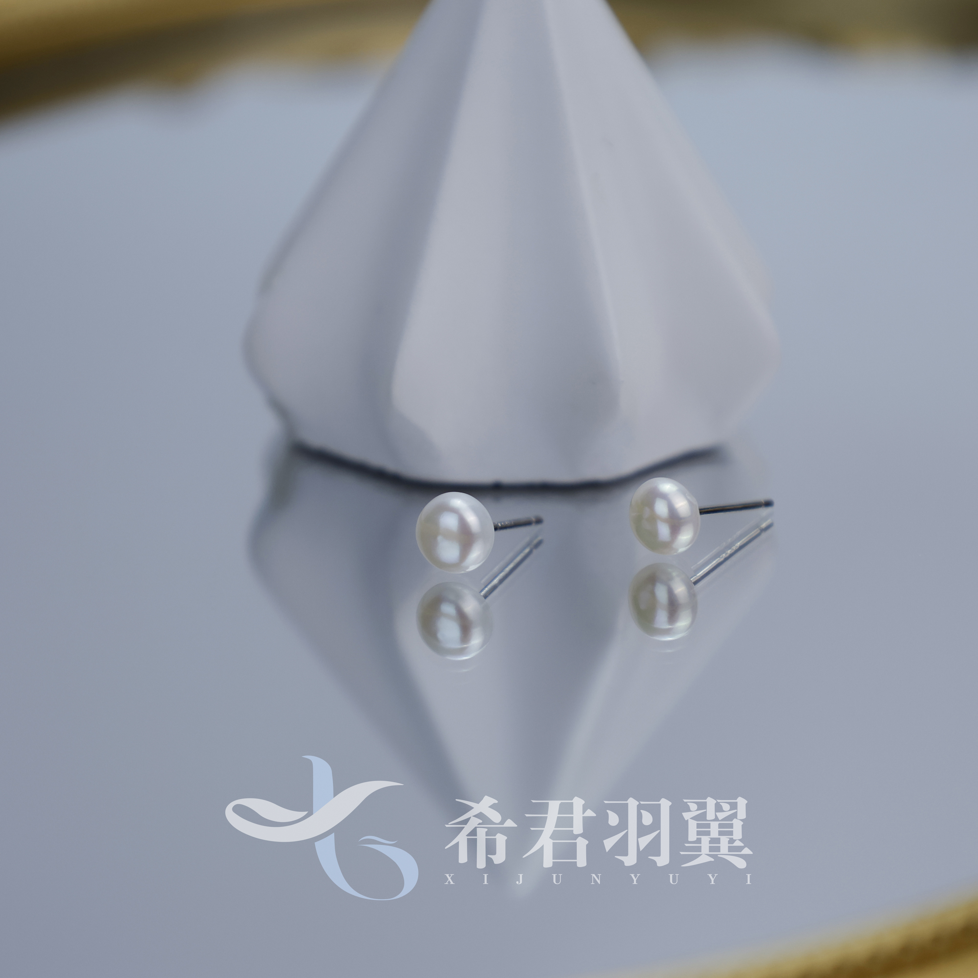 天然淡水珍珠S925白色耳钉素款ins百搭通勤5-6mm简约时尚气质精致