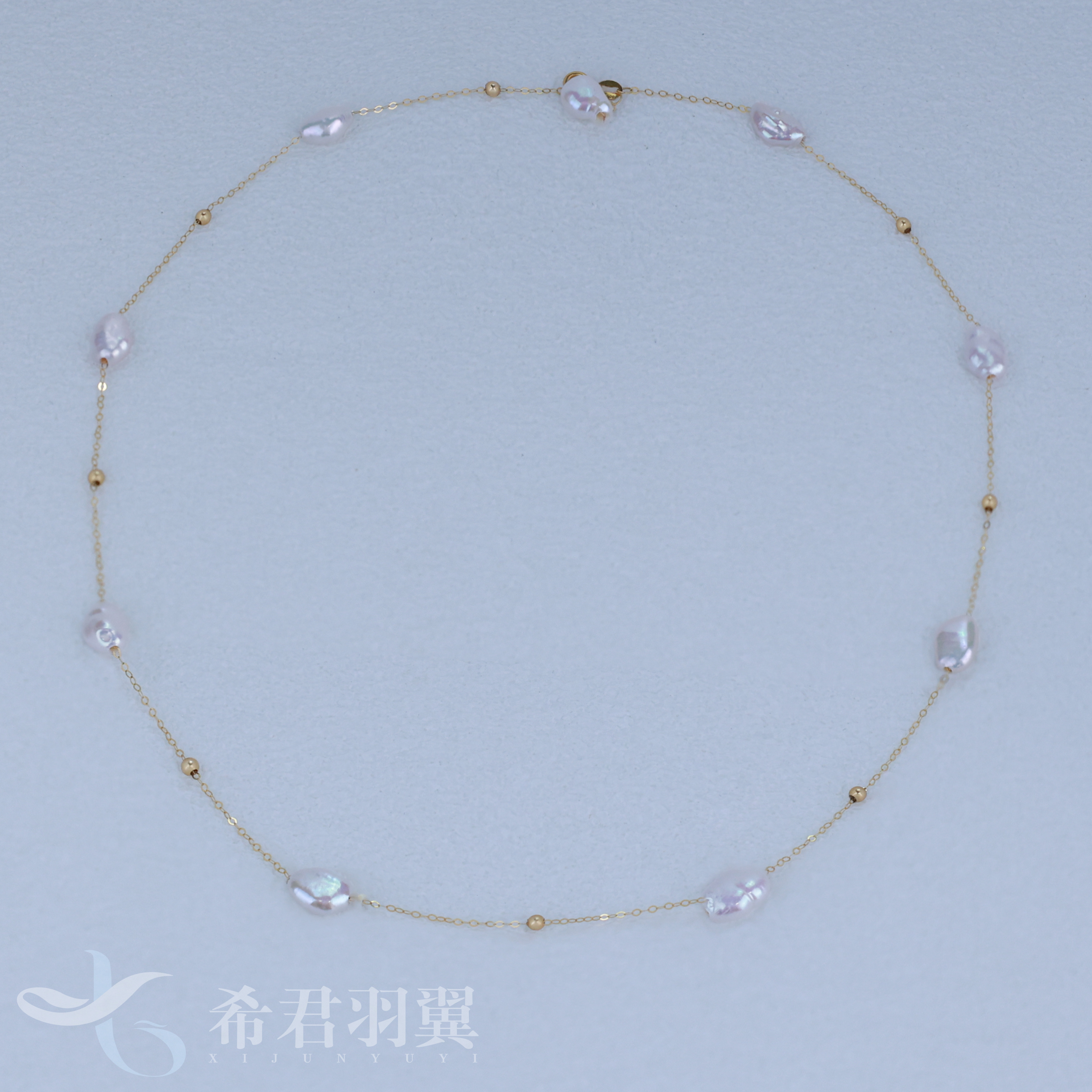 【希君羽翼】卡普里假日18k金天然淡水珍珠Keshi项链（多样性发）强光