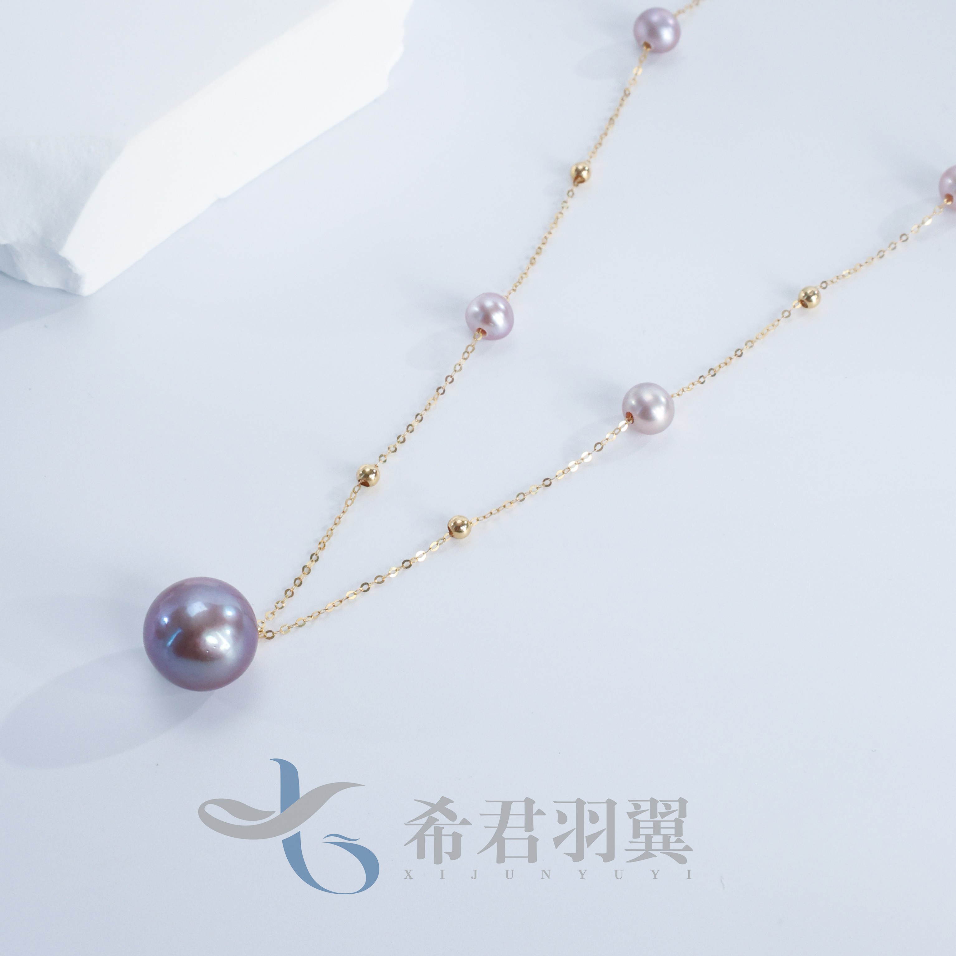 【希君羽翼】致敬奥丽  18k金天然淡水珍珠5-6mm/11-12mm满天星项链