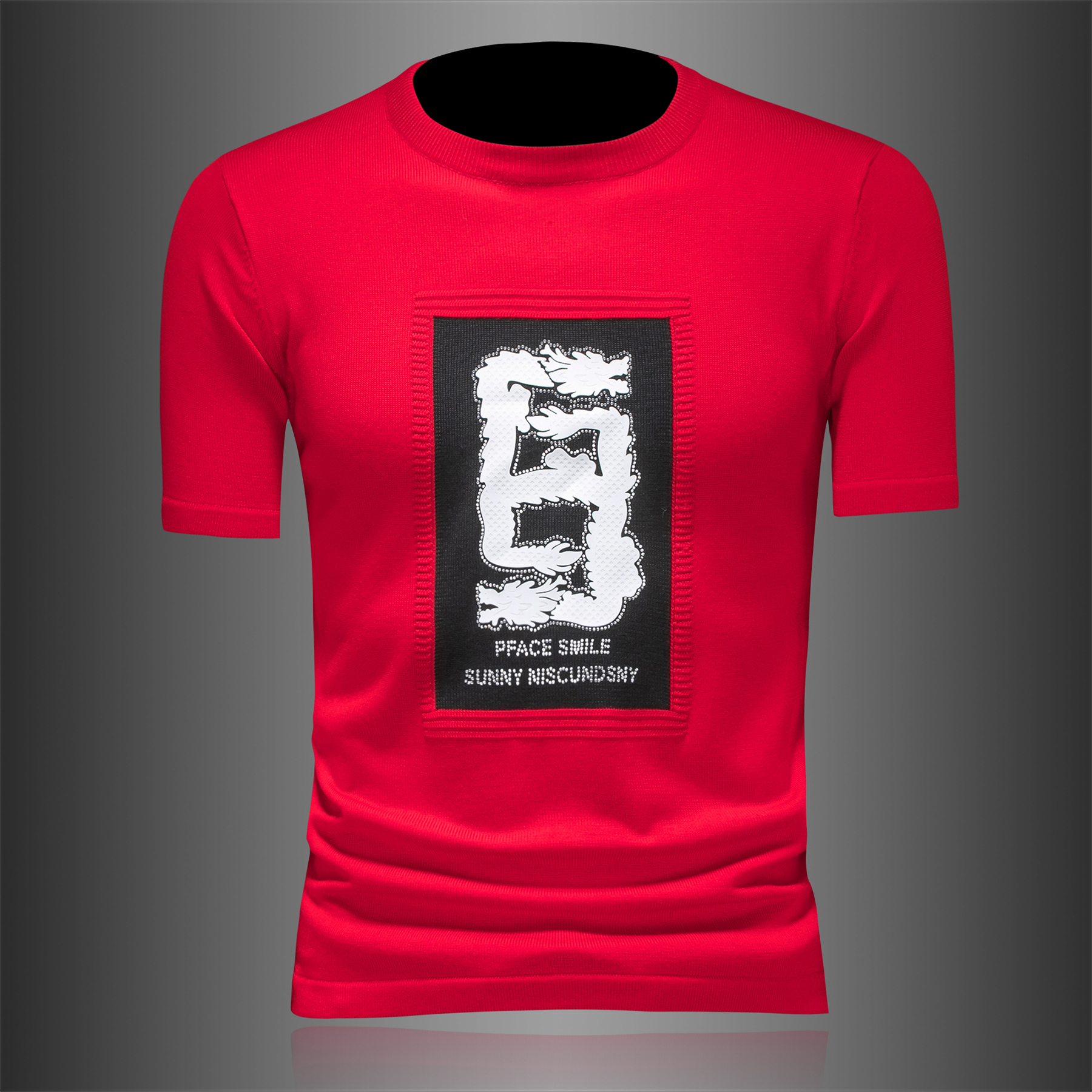 红色短袖毛衣男款冬季内搭打底针织衫2024龙年新款男士本命年衣服