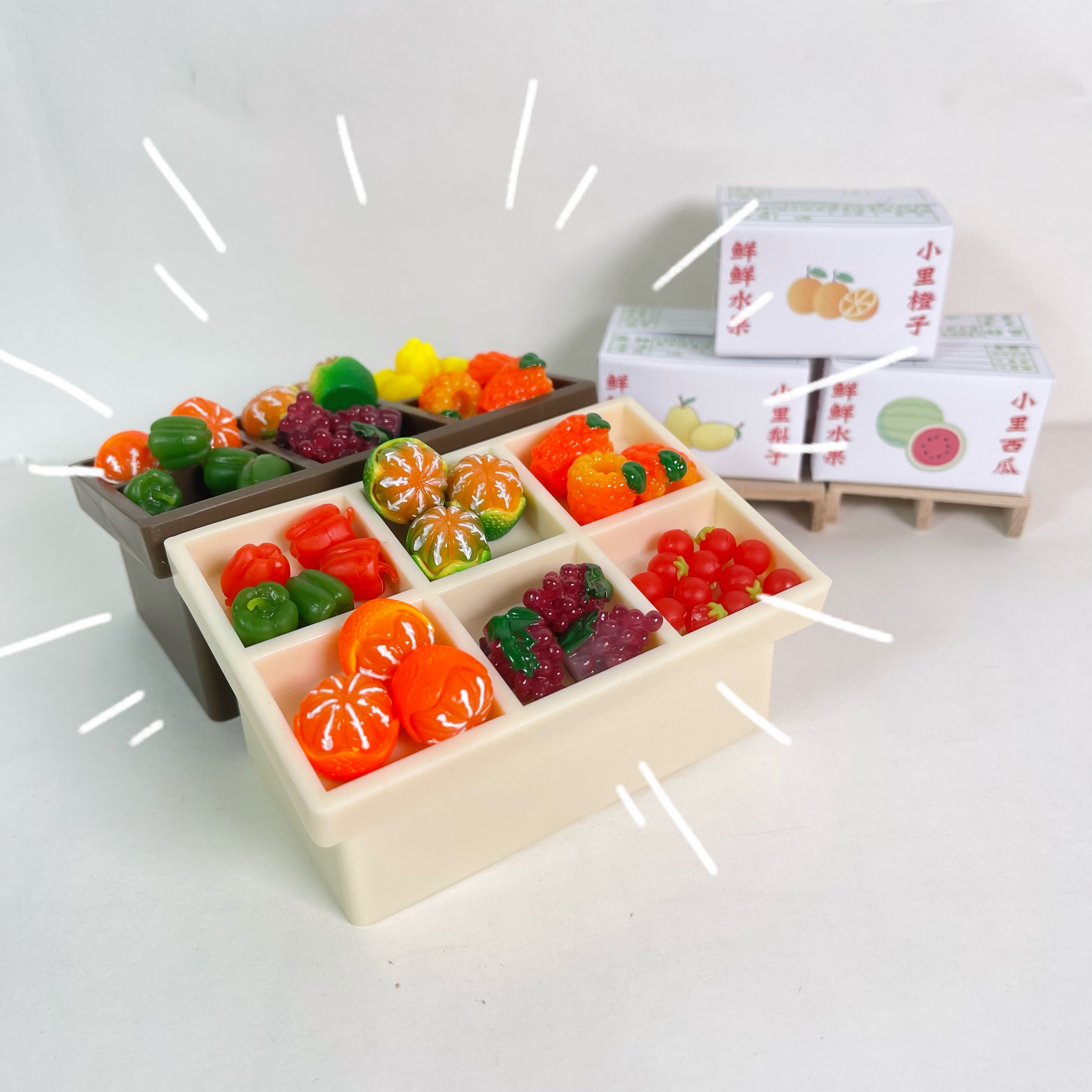 【60】迷你模型微缩场景仿真超市果蔬摊diy水果架