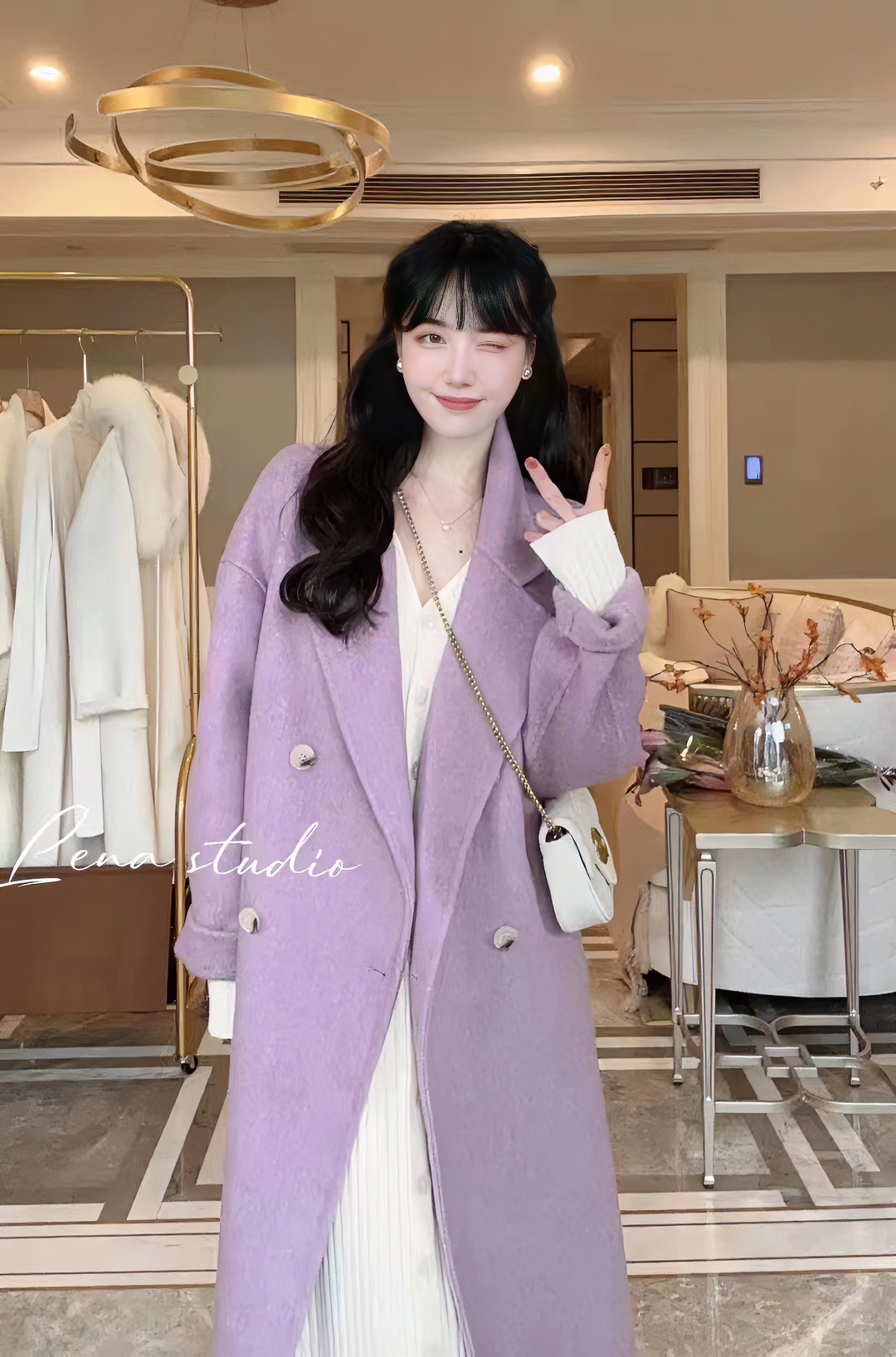 【珂珂专属】双面羊毛大衣【 巴黎海报】甜美 韩系 女装外套 慵懒风