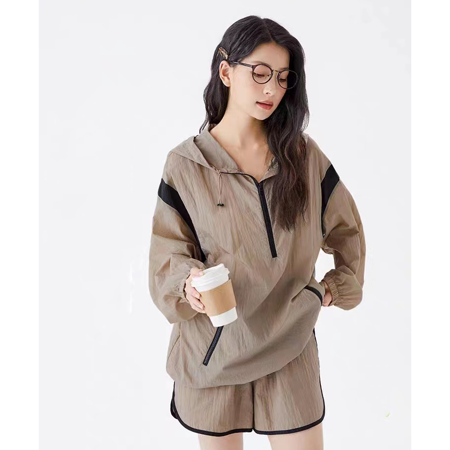 线下499！闲适出行无负担~连帽撞色长袖防晒外套 L41400 非套装