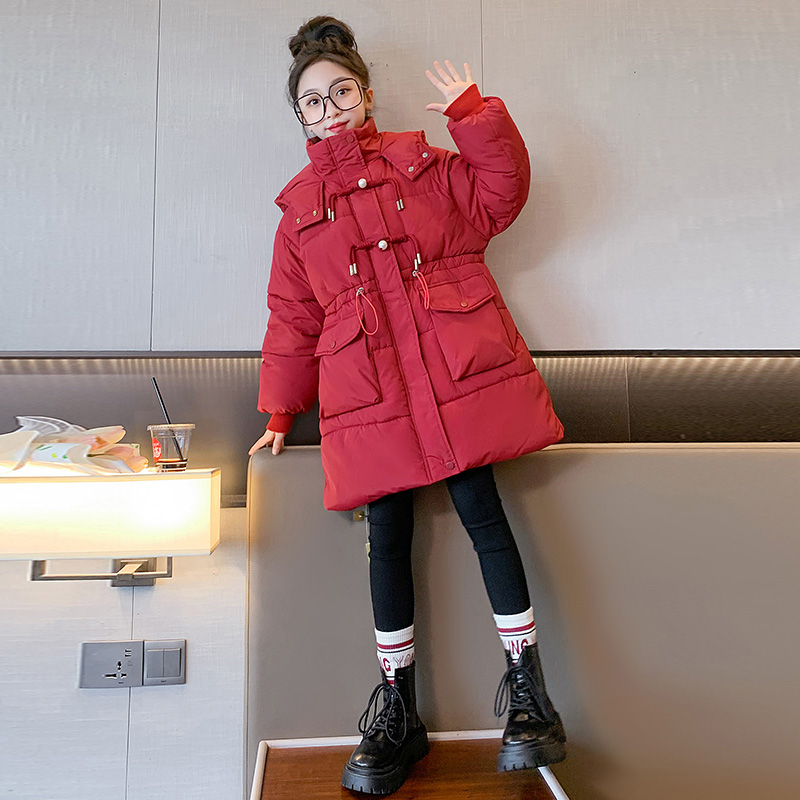 女童棉服冬装2023新款洋气中大童6-12岁15岁冬季加绒加厚棉袄外套