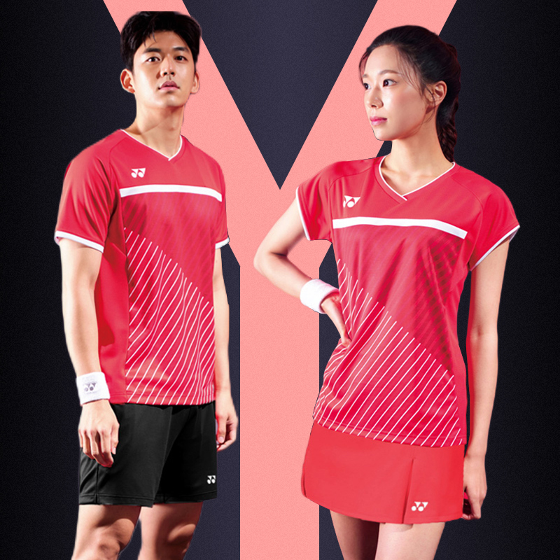 爆款YONEX/尤尼克斯羽毛球服女yy速干男短袖运动套装大赛服打定制