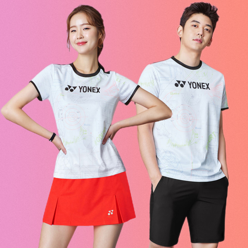 爆款YONEX/尤尼克斯羽毛球服女速干短袖yy男运动套装乒乓网球定制