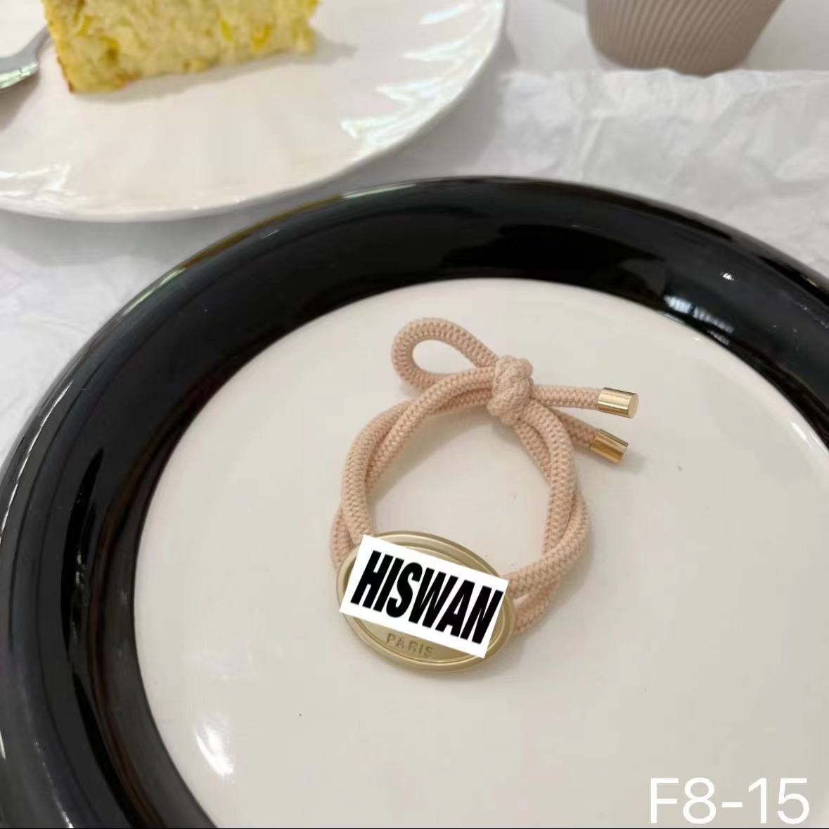 F8气质百搭时尚简约裸粉色圆牌发绳