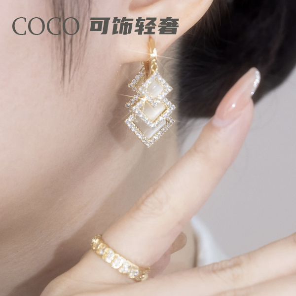 铜合金耳饰 COCO可饰 时尚轻奢气质款满钻流苏耳环97