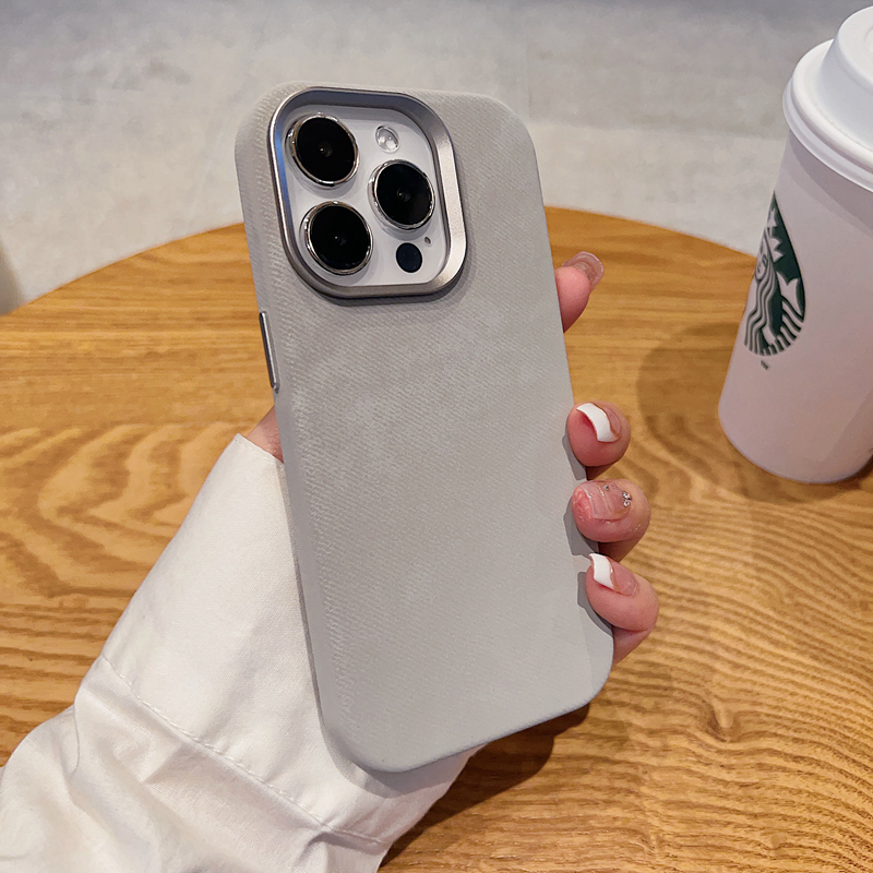 高品质科技绒iPhone15Promax手机壳14秋冬肤感商务13简约个性12潮