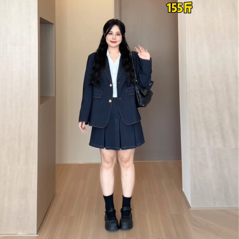 DM11612【曼哈顿学院】翻驳领青春气息品质感气质减龄百搭套装