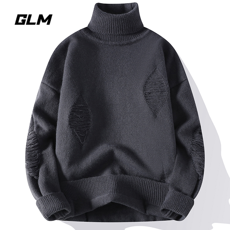 森馬集团GLM秋冬两翻领新款龙年加厚潮流保暖宽松套头高领毛衣 男