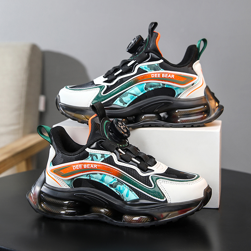 新品季回力休闲男童鞋2023秋季皮面防水儿童老爹鞋旋转纽扣运动鞋