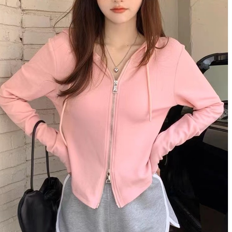 大码宽松显瘦连帽开衫秋季女卫衣休闲百搭长袖打底衫上衣