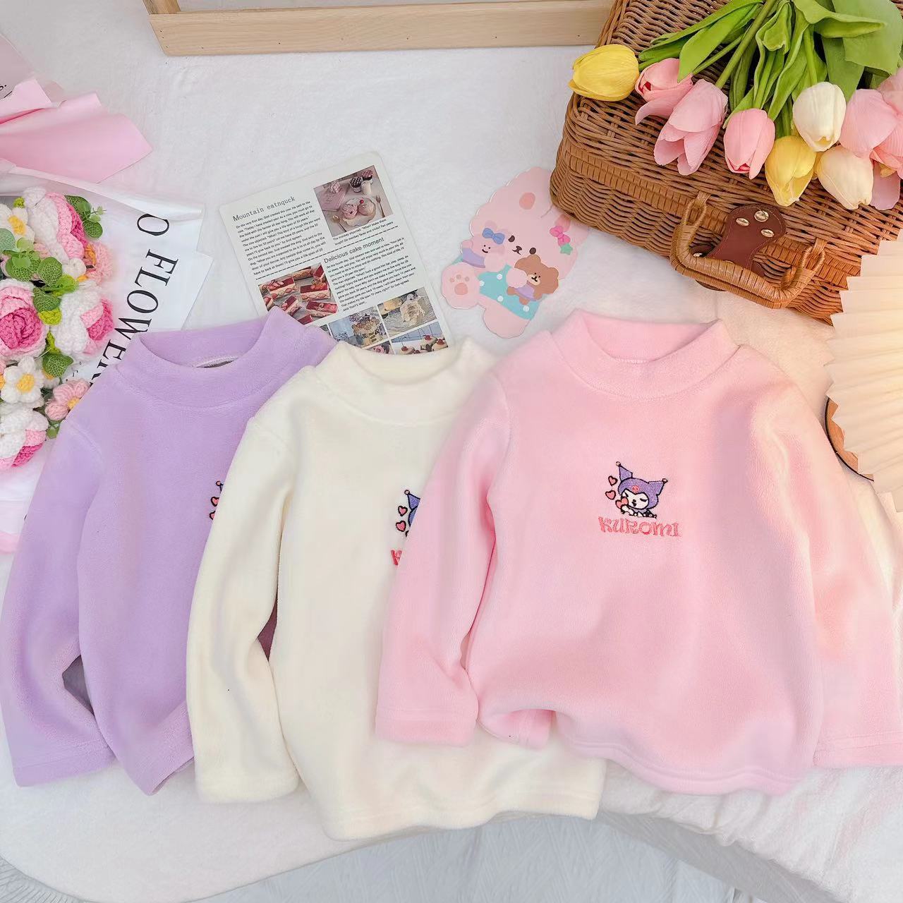 冬款新款女童甜美百搭库洛米加绒打底衫 D-FC851