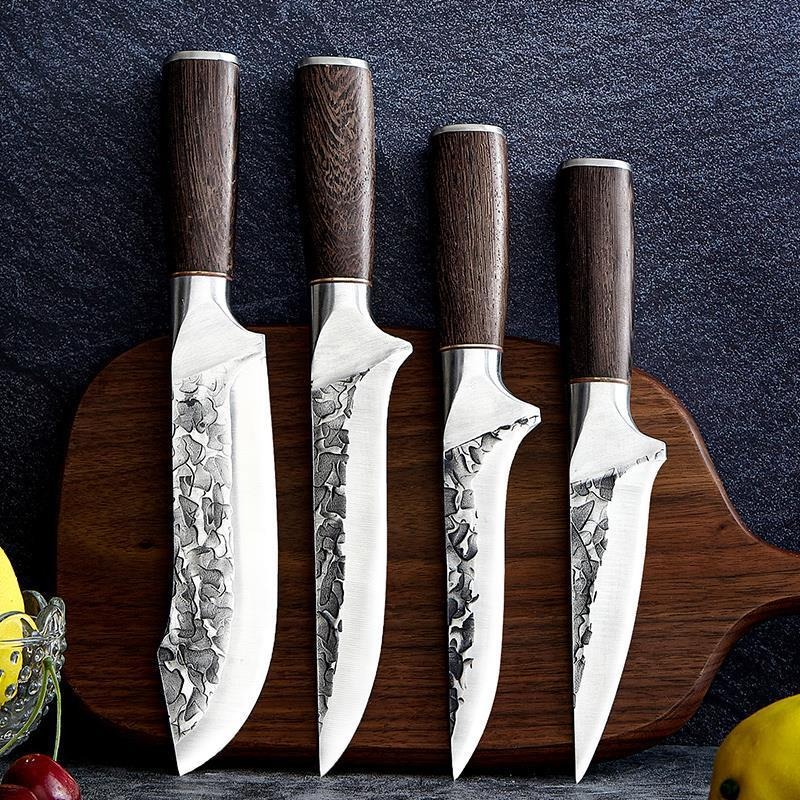 剔骨刀屠宰刀分割刀剥皮刀专用刀锤纹纯手工鸡翅木手柄瓜果水果刀