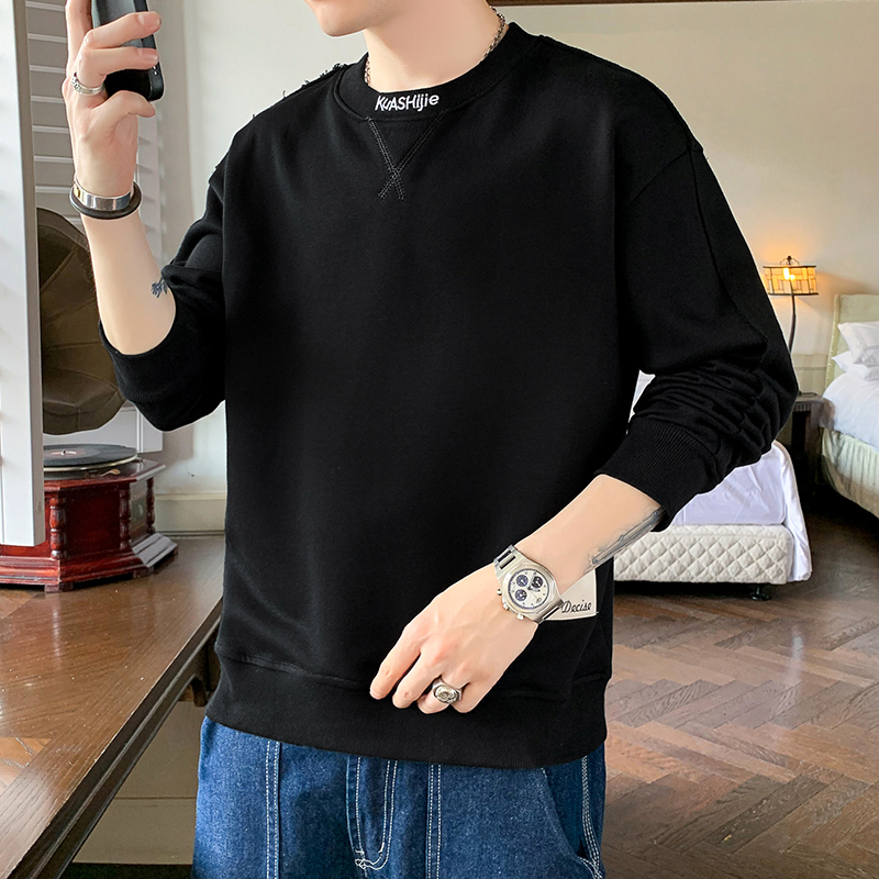 秋季长袖卫衣男士简约圆领打底衫潮男圆领卫衣爆款