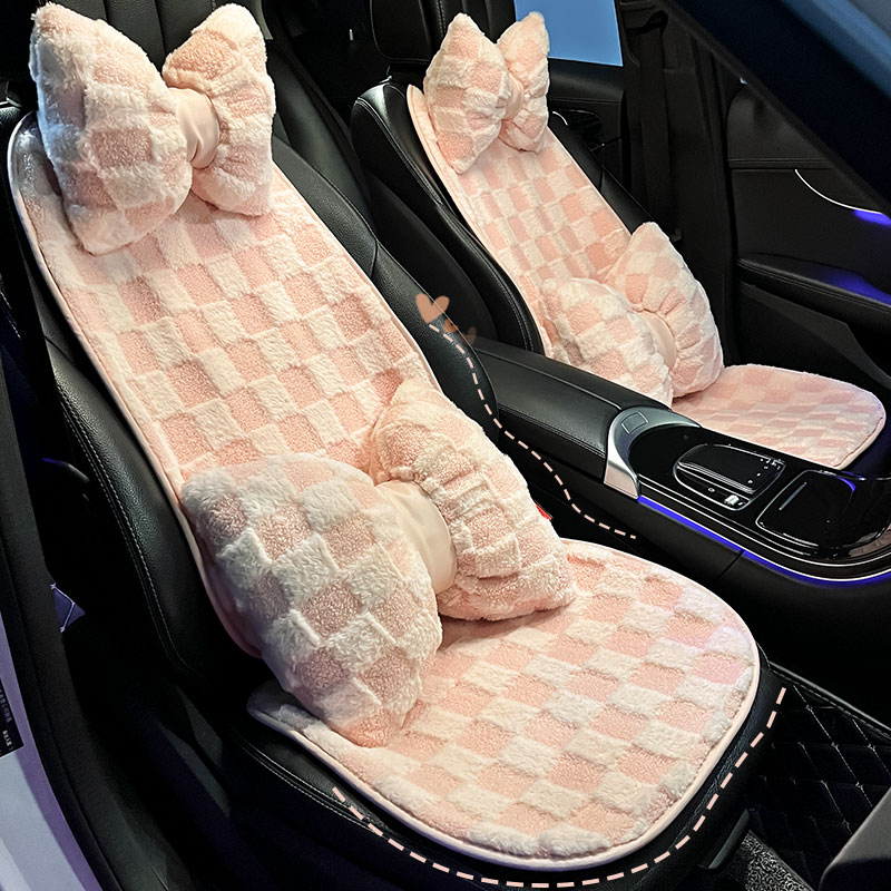 汽车坐垫秋冬毛绒网红简约加热座椅垫子车载加厚冬天套装车垫女士