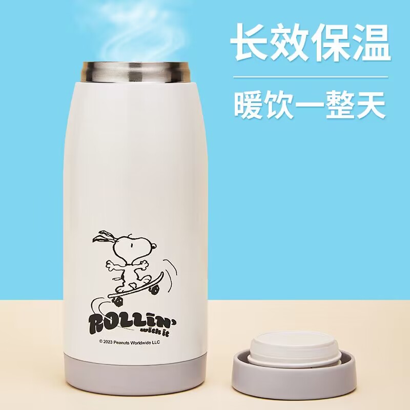史努比保温杯男女士儿童水杯304不锈钢直饮杯子学生上学专用水壶