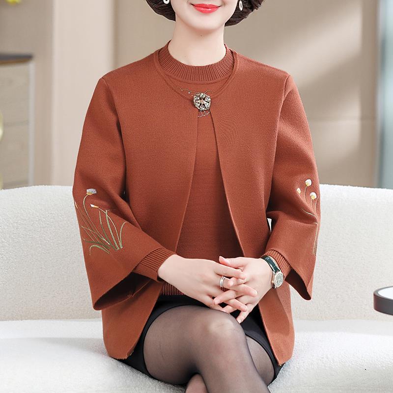 妈妈秋装新款2023套装中老年人女装洋气高贵时尚秋冬季外套上衣服