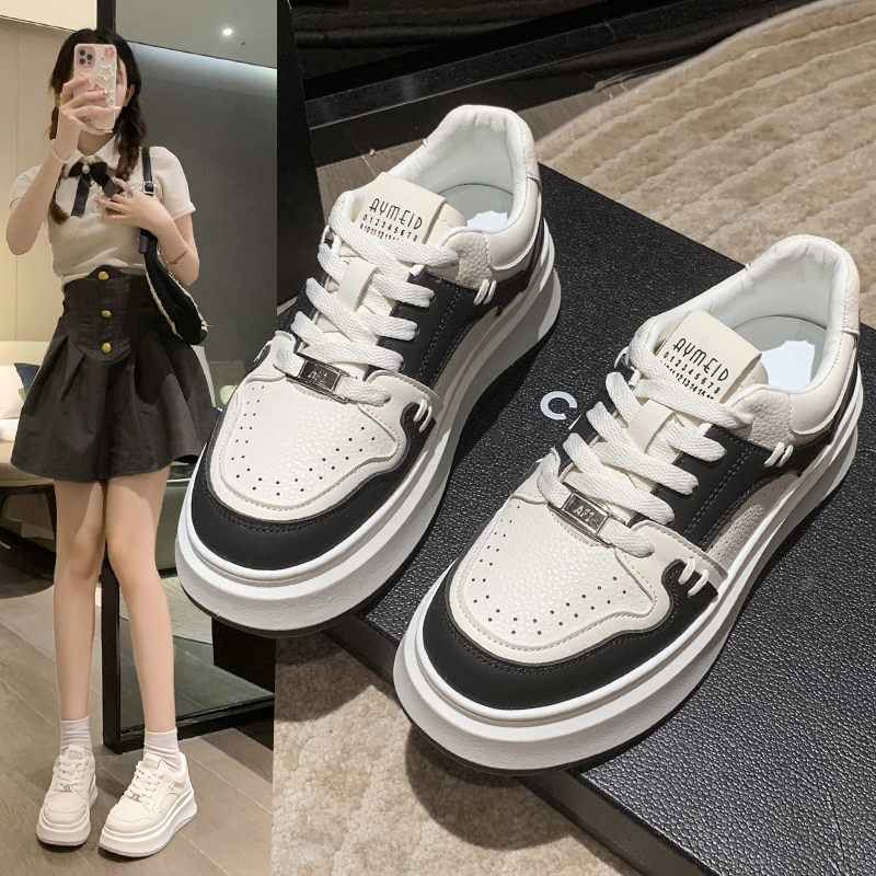 回力瑞小白鞋熊猫配色2023年新款春秋季节女鞋时尚百搭厚底透气舒