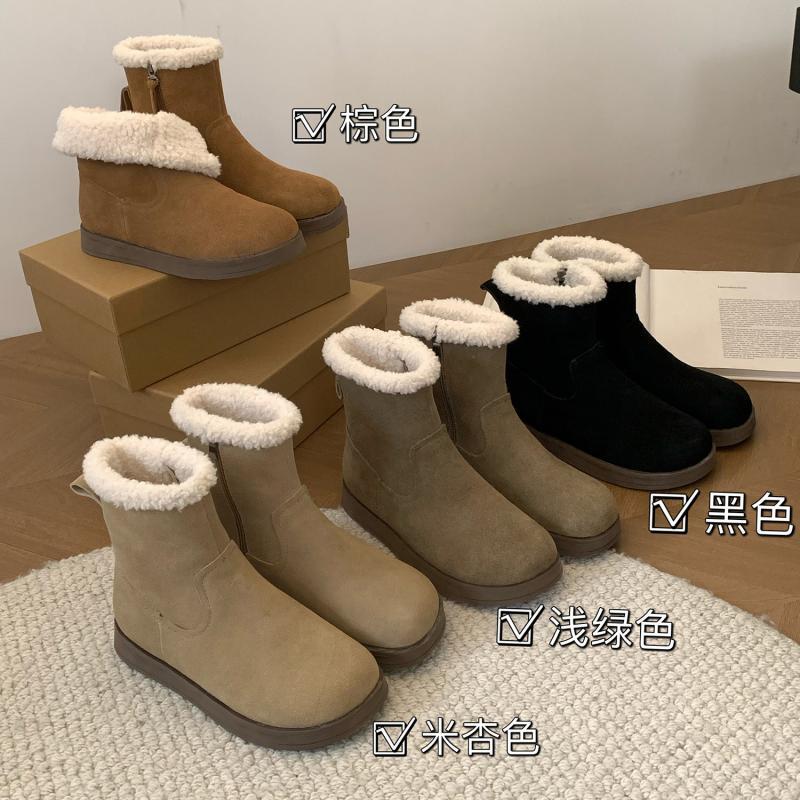 回力瑞厚底雪地靴女2023年冬季百搭韩版加绒保暖短筒勃肯鞋软皮羊