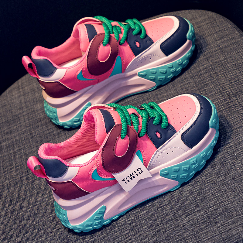 回力瑞老爹鞋女款厚底2023春秋季增高鞋休闲百搭轻便拼色运动单鞋