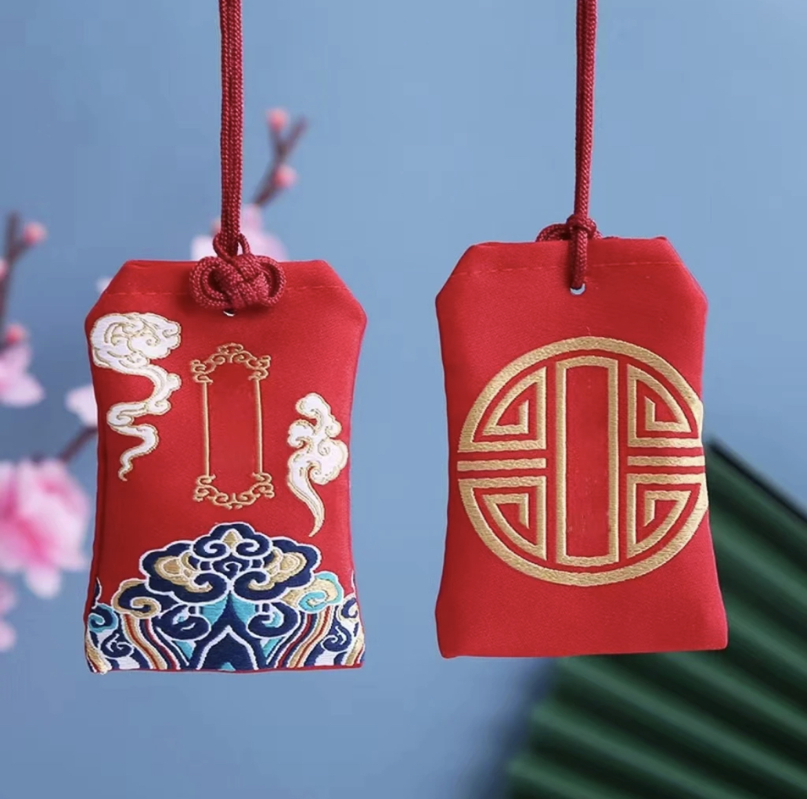中式福袋 挂饰 红色刺绣香包2