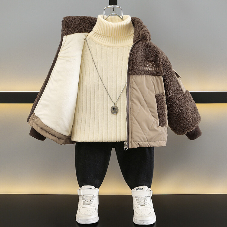 男童棉服外套秋冬款2023新款儿童加绒棉衣服宝宝冬装内搭校服神器