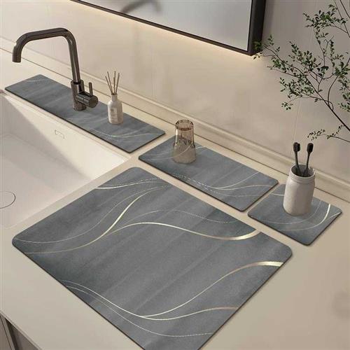 洗手台硅藻泥水龙头吸水垫厨房台面沥水垫卫生间洗漱台免洗速干垫